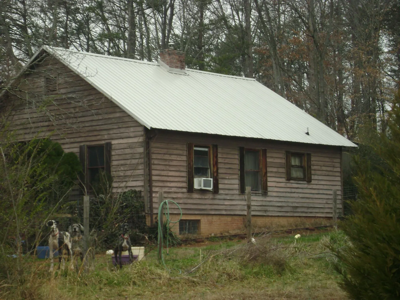 White metal roof on an old wood sided farmhouse, from a Asphalt Shingle Roof Repair job in Glens Falls